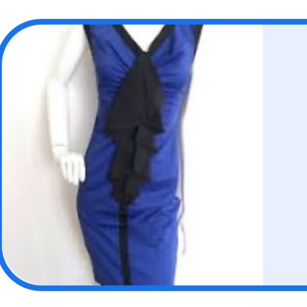 Ted baker Yvonne blue and black ruffle dress TBsize 4 US size 8-10